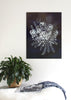 Dark Blue White Native Flowers Woodblock Painting 45x60cms No 30 - Artista Style