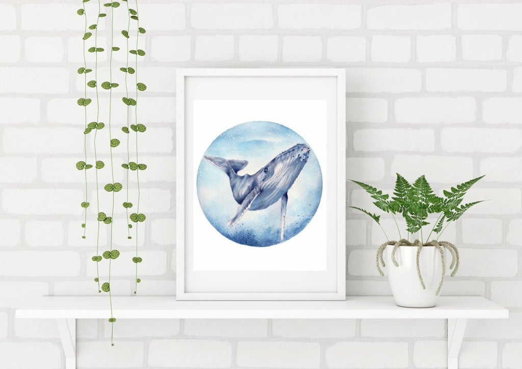 Humpback Whale Watercolour Art Print No 3 - Artista Style