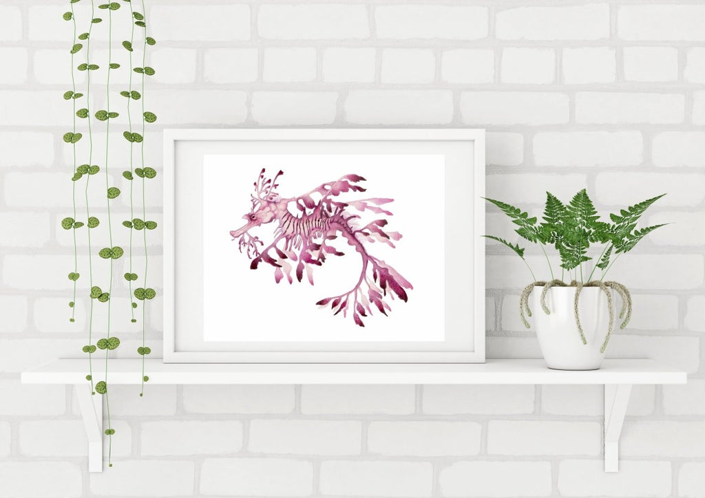 Pink Leafy Sea Dragon Archival Art Print of Original Watercolour Painting - Artista Style